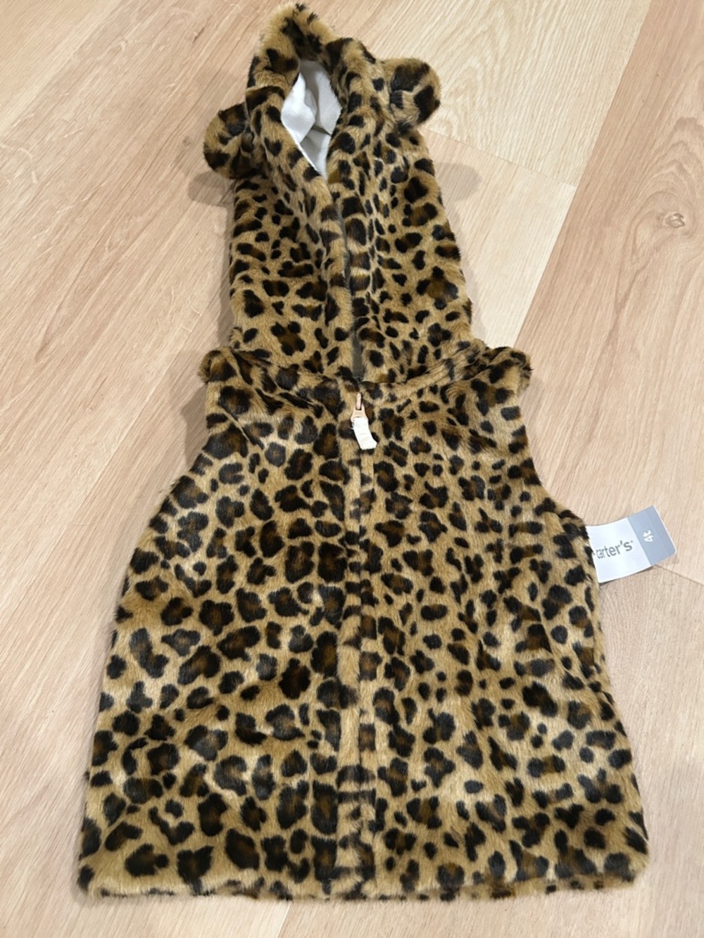 Carter's Leopard Print Faux Fur Hooded Vest - Brown & Black